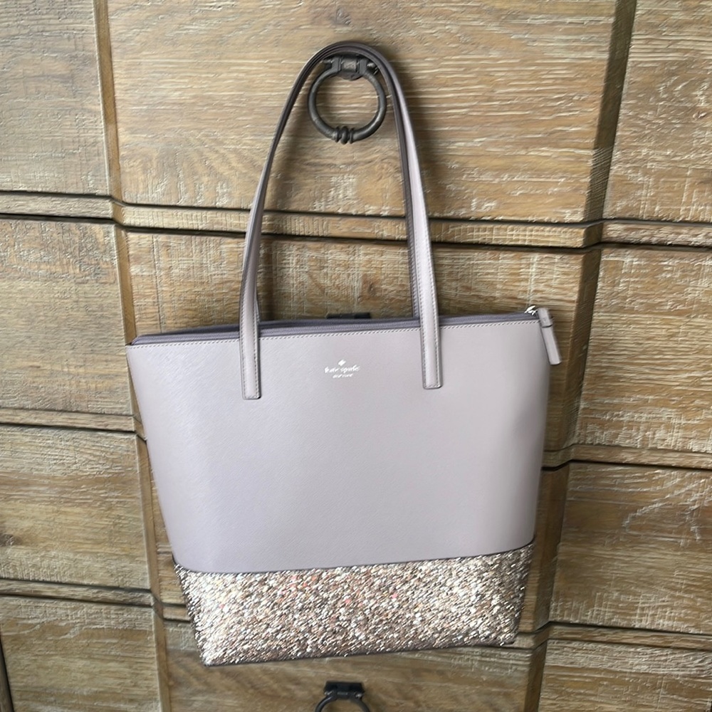 EUC Kate Spade Greta Court Glitter Tote in Gray